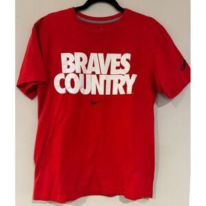 Nike Braves Country T-Shirt Atlanta‎ Baseball Graphic Tee Red Medium